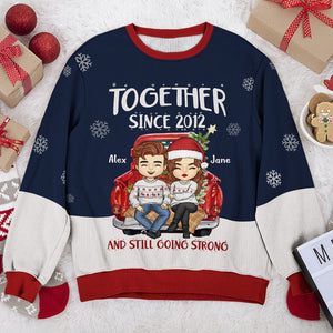 Couple Together Since Still Going Strong - Couple Personalized Custom Ugly Sweatshirt - Unisex Wool Jumper - Christmas Gift For Husband Wife, Anniversary