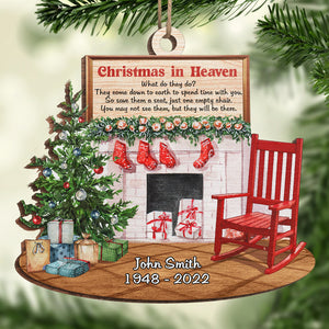 Christmas In Heaven - Memorial Personalized Custom Ornament - Wood Unique Shaped - Sympathy Gift, Christmas Gift For Family Members