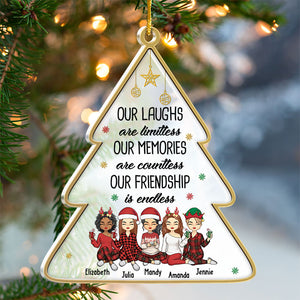 Our Friendship Lasts Forever - Bestie Personalized Custom Ornament - Acrylic Tree Shaped - Christmas Gift For Best Friends, BFF, Sisters