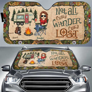 Super Sexy Camping Lady - Personalized Auto Sunshade - Gift For Bestie