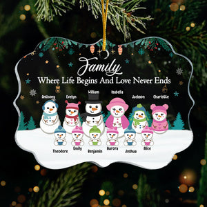 Family Where Life Begins - Personalized Custom Benelux Shaped Acrylic Christmas Ornament - Gift For Family, Christmas Gift