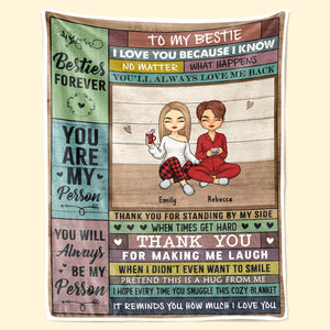 Thanks For Always Standing By My Side - Bestie Personalized Custom Blanket - Christmas Gift For Best Friends, BFF, Sisters