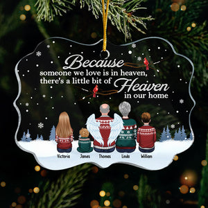 There's A Little Bit Of Heaven In Our Home - Memorial Personalized Custom Ornament - Acrylic Benelux Shaped - Sympathy Gift, Christmas Gift For Family Members