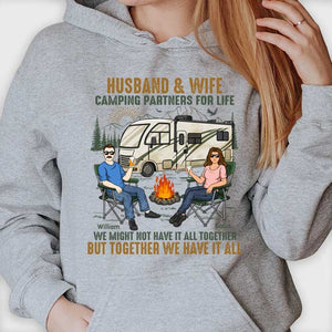 Husband Wife Camping Partners For Life - Personalized Unisex T-shirt, Hoodie, Sweatshirt - Gift For Couple, Husband Wife, Anniversary, Engagement, Wedding, Marriage, Camping Gift