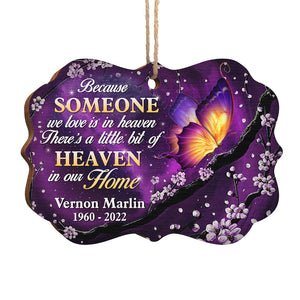 There's A Little Bit Of Heaven In Our Home - Memorial Personalized Custom Ornament - Wood Benelux Shaped - Sympathy Gift, Christmas Gift For Family