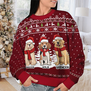 Woof You A Merry Christmas, Human - Personalized Custom Unisex Ugly Christmas Sweatshirt, Wool Sweatshirt, All-Over-Print Sweatshirt - Gift For Dog Lovers, Pet Lovers, Christmas Gift