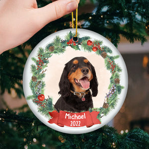 Have A Warm And Fuzzy Holiday - Personalized Custom Round Shaped Ceramic Photo Christmas Ornament - Upload Image, Gift For Pet Lovers, Christmas Gift