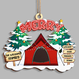 Family Camping Christmas - Family Personalized Custom Ornament - Wood Unique Shaped - Christmas Gift For Family Members