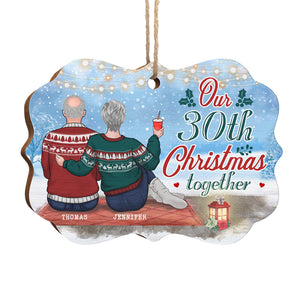 Merry Christmas Together - Personalized Custom Benelux Shaped Wood Christmas Ornament - Gift For Couple, Husband Wife, Anniversary, Engagement, Wedding, Marriage Gift, Christmas Gift