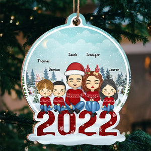 Christmas Is All About Family - Family Personalized Custom Ornament - Wood Snow Globe Shaped - Christmas Gift For Family Members