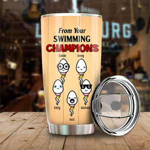 Dear Dad From Your Swimming Champions - Gift For Dad - Personalized Tumbler