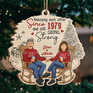 Annoying Each Other Since That Moment - Couple Personalized Custom Ornament - Wood Benelux Shaped - Christmas Gift For Husband Wife, Anniversary