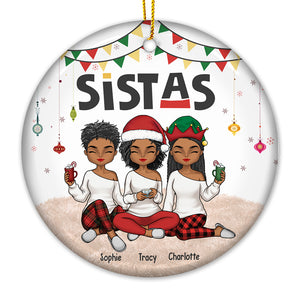 Soul Sistas - Bestie Personalized Custom Ornament - Ceramic Round Shaped - Christmas Gift For Best Friends, BFF, Sisters
