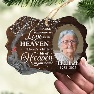 A Little Bit Of Heaven In Our Home - Memorial Personalized Custom Ornament - Wood Benelux Shaped - Upload Image, Sympathy Gift, Christmas Gift For Family