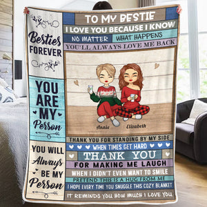 You're My Person & Always Be - Bestie Personalized Custom Blanket - Christmas Gift For Best Friends, BFF, Sisters