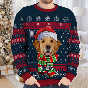 Have A Fetching Christmas - Dog & Cat Personalized Custom Ugly Sweatshirt - Unisex Wool Jumper - Upload Image, Christmas Gift For Pet Owners, Pet Lovers