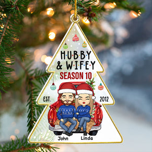 Hubby & Wifey Still Counting Season - Couple Personalized Custom Ornament - Acrylic Tree Shaped - Christmas Gift For Husband Wife, Anniversary