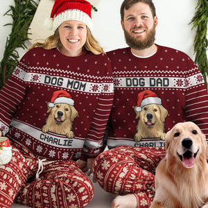 I'm A Happy Dog Dad Dog Mom - Personalized Custom Unisex Ugly Christmas Sweatshirt, Wool Sweatshirt, All-Over-Print Sweatshirt - Gift For Dog Lovers, Pet Lovers, Christmas Gift