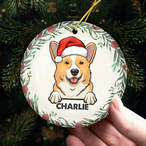Happy Christmas With Fur Baby - Dog & Cat Personalized Custom Ornament - Ceramic Round Shaped - Christmas Gift For Pet Owners, Pet Lovers