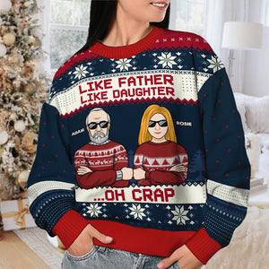 Like Parents Like Child - Personalized Custom Unisex Ugly Christmas Sweatshirt, Wool Sweatshirt, All-Over-Print Sweatshirt - Gift For Family, Christmas Gift