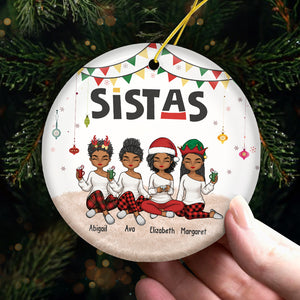 Soul Sistas - Bestie Personalized Custom Ornament - Ceramic Round Shaped - Christmas Gift For Best Friends, BFF, Sisters