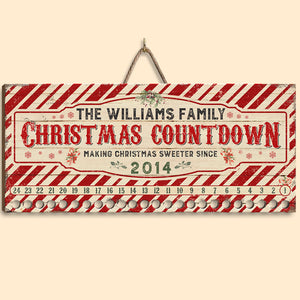 Christmas Countdown Making Christmas Sweeter - Family Personalized Custom Candy Christmas Countdown Wooden Sign, Advent Calendar - Christmas Gift For Family Members