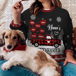 Nana's Little Sweethearts - Personalized Custom Unisex Ugly Christmas Sweatshirt, Wool Sweatshirt, All-Over-Print Sweatshirt -  Gift For Grandma, Grandparents, Christmas Gift