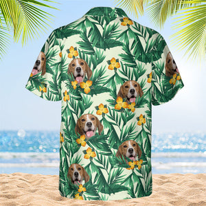 Colorful Tropical Flowers And Leaves Pattern - Dog & Cat Personalized Custom Unisex Hawaiian Shirt - Upload Image, Dog Face, Cat Face - Summer Vacation Gift, Gift For Pet Owners, Pet Lovers