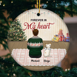 Forever In My Heart Forever Loved - Personalized Custom Round Shaped Ceramic Christmas Ornament - Memorial Gift, Sympathy Gift, Christmas Gift