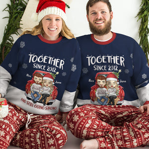 Couple Together Since Still Going Strong - Couple Personalized Custom Ugly Sweatshirt - Unisex Wool Jumper - Christmas Gift For Husband Wife, Anniversary