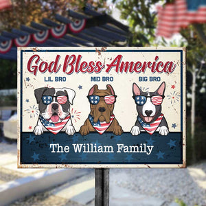 God Bless America - 4th Of July Funny Personalized Pet Metal Sign (Cat & Dog).