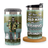 An Old Man Who Loves Fishing - Personalized Can Cooler - Gift For Fishing Dad, Gift For Pet Lovers