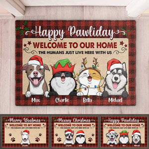 Happy Pawliday - Welcome To Our Home (Dogs & Cats) - Personalized Decorative Mat.