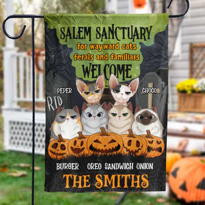 Salem Sanctuary For Wayward Cats - Personalized Funny Cat Flag.