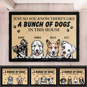A Bunch Of Dogs In This House - Personalized Decorative Mat.