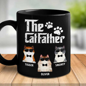 Cat Father - Gift For Dad - Personalized Black Mug.