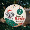 Number Of Broken Ornaments - Personalized Custom Round Shaped Wood Christmas Ornament