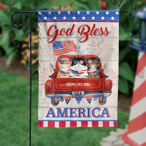 God Bless America - 4th Of July Decoration - Personalized Cat Flag.