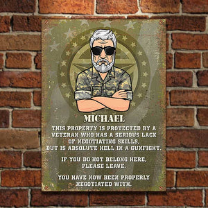 This Property Is Protected By A Veteran - Personalized Metal Sign.