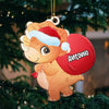 Happy A Roarrrsome Christmas - Personalized Custom Dino Shaped Wood Christmas Ornament
