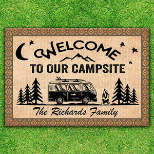Welcome To Our Campsite - Personalized Decorative Mat.