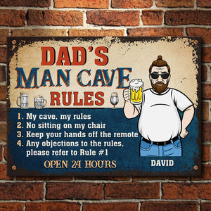 Dad’s Man Cave Rules - Gift For Dad, Grandpa - Personalized Metal Sign
