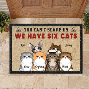 You Can't Scare Me I Have Three Cats - Funny Personalized Decorative Mat.