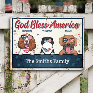 God Bless America - 4th Of July Funny Personalized Pet Metal Sign (Cat & Dog).