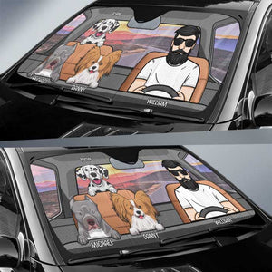 Car Protection With Fur Babies - Personalized Dog Auto Sun Shade.