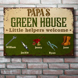 Grandpa's Garden - Little Helpers Welcome - Personalized Metal Sign.