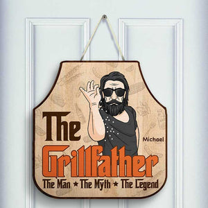 The Legend The Grillfather - Personalized Shaped Wood Sign - Gift For Dad