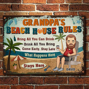 Grandpa’s Beach House Rules - Gift For Dad, Grandpa - Personalized Metal Sign