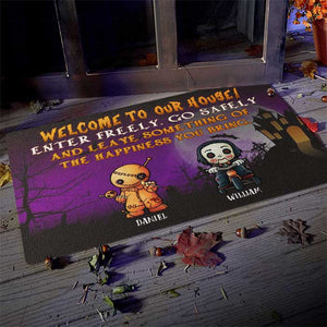Leave Something Of The Happiness You Bring - Personalized Decorative Mat, Halloween Ideas..