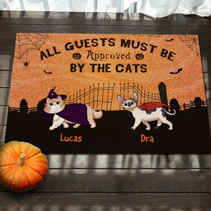Halloween For Cats - All Guests Must Be Approved By The Cats - Personalized Decorative Mat.